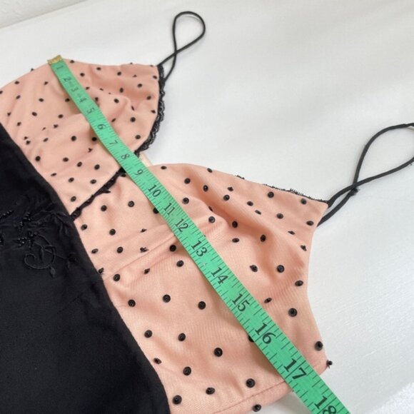 Argenti Silk Babydoll Slip Dress 10 Polka Dot Embroidered Beaded Cocktail Y2K - Picture 12 of 13